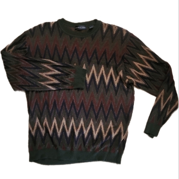 Northern Isles Vintage Zig Zag Knit Grandpa Sweater XL Retro 90s Style - Picture 4 of 11